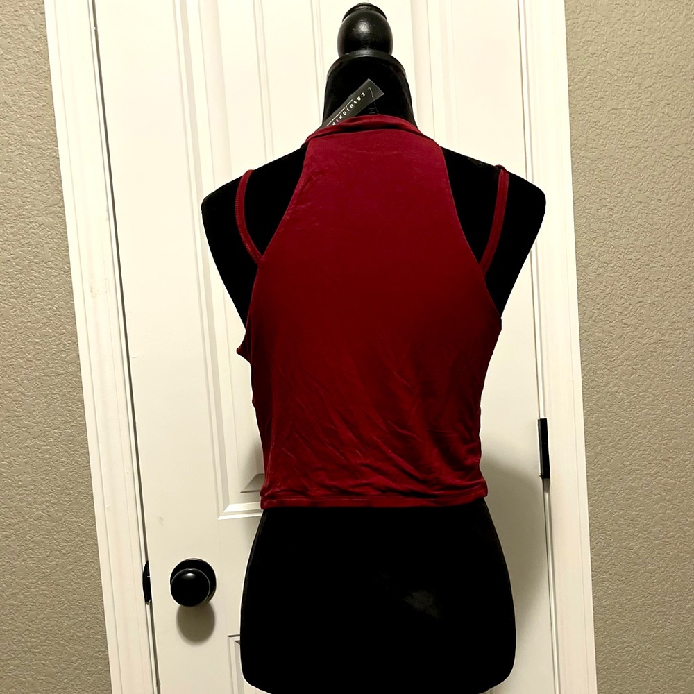 Burgundy cute crop top, haltertop